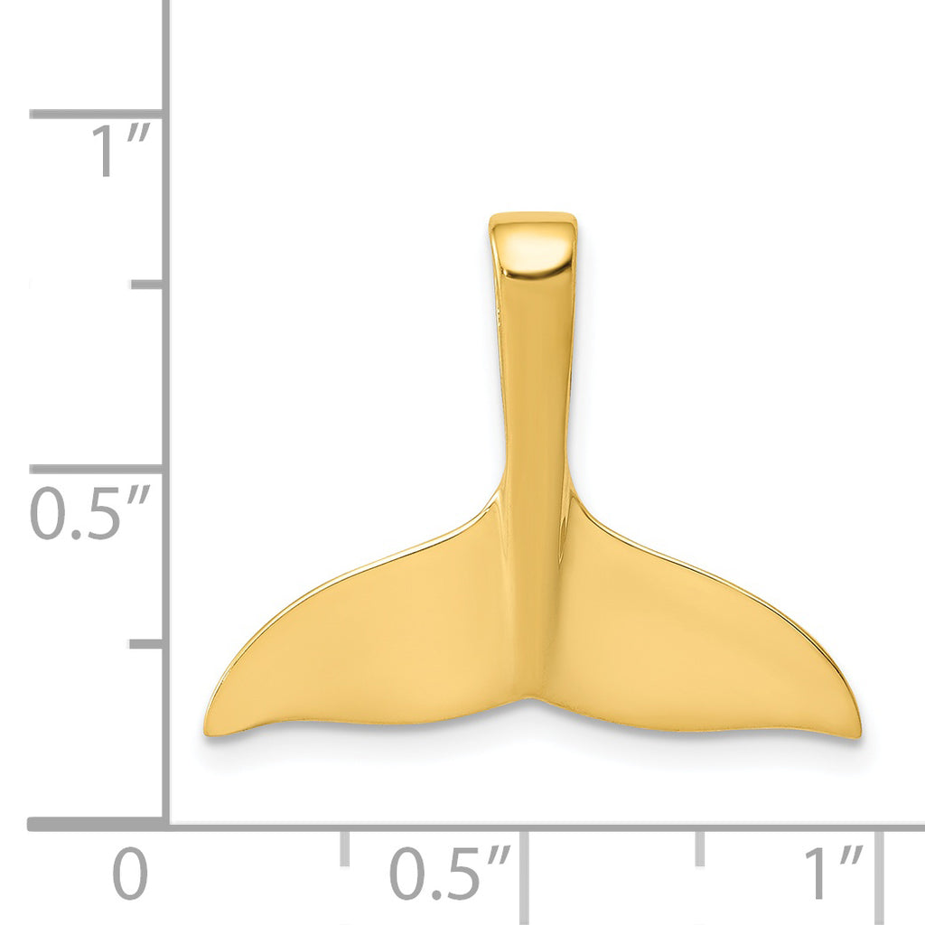 14K Gold Whale Tail Pendant Slide for Men  Solid Casted Design