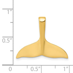 14K Gold Whale Tail Pendant Slide for Men  Solid Casted Design