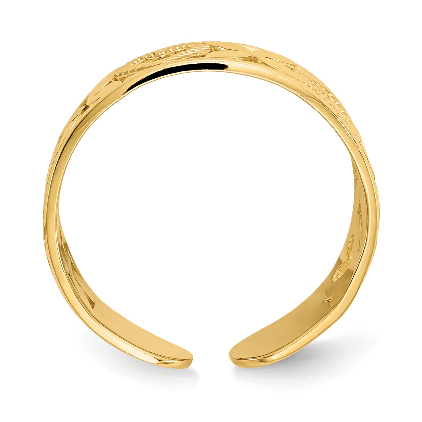 14k Diamond-cut  X & Heart Toe Ring Secondary image
