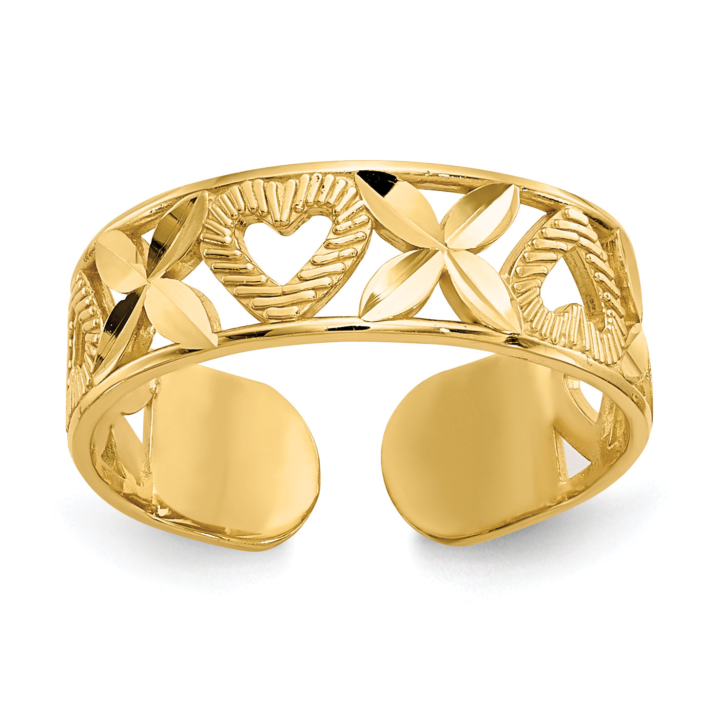 14k Diamond-cut  X & Heart Toe Ring Main image
