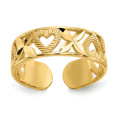 14k Diamond-cut  X & Heart Toe Ring