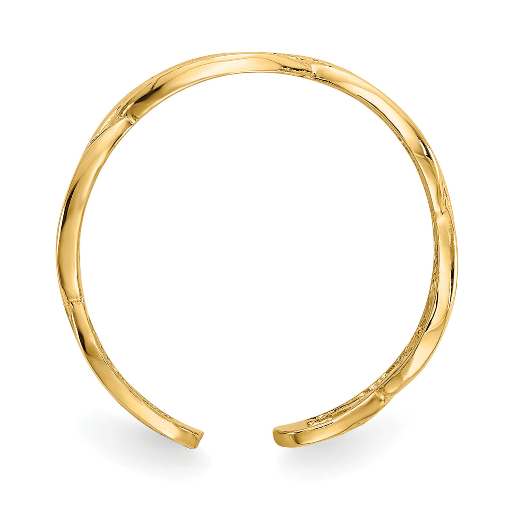 14K Yellow Gold Polished Weave Toe Ring, 4 mm Band Width