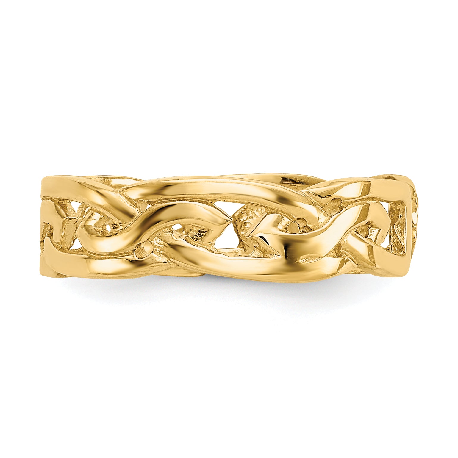 14K Yellow Gold Polished Weave Toe Ring, 4 mm Band Width