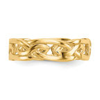 14K Yellow Gold Polished Weave Toe Ring, 4 mm Band Width