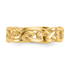 14K Yellow Gold Polished Weave Toe Ring, 4 mm Band Width