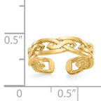 14K Yellow Gold Polished Weave Toe Ring, 4 mm Band Width