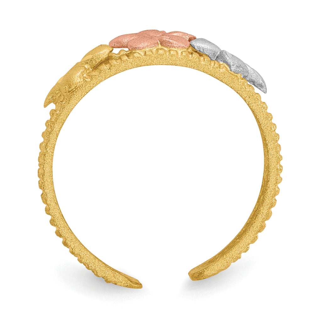 14k Two-tone & Rhodium Plumeria Toe Ring