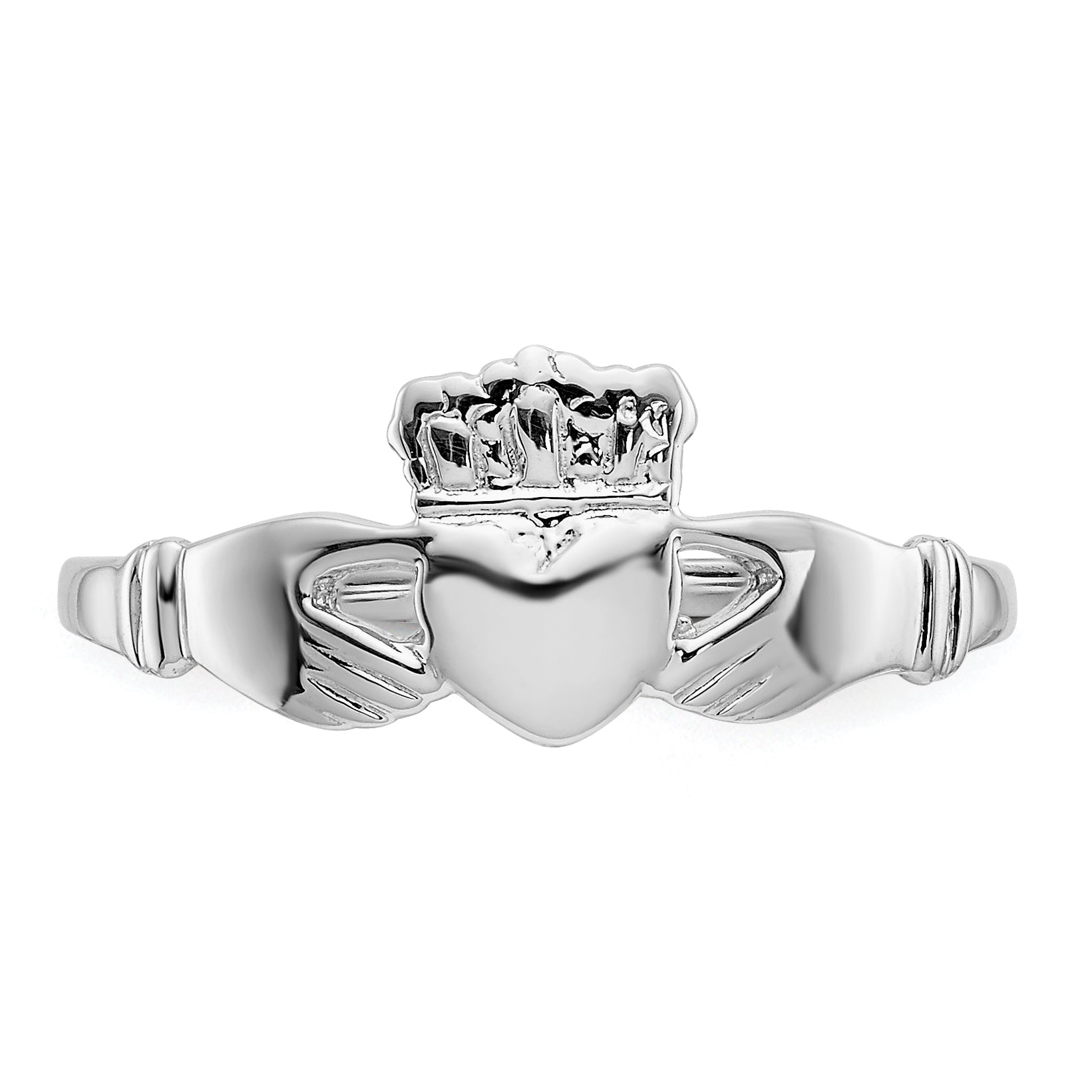 14k White Gold Ladies Claddagh Ring - 6