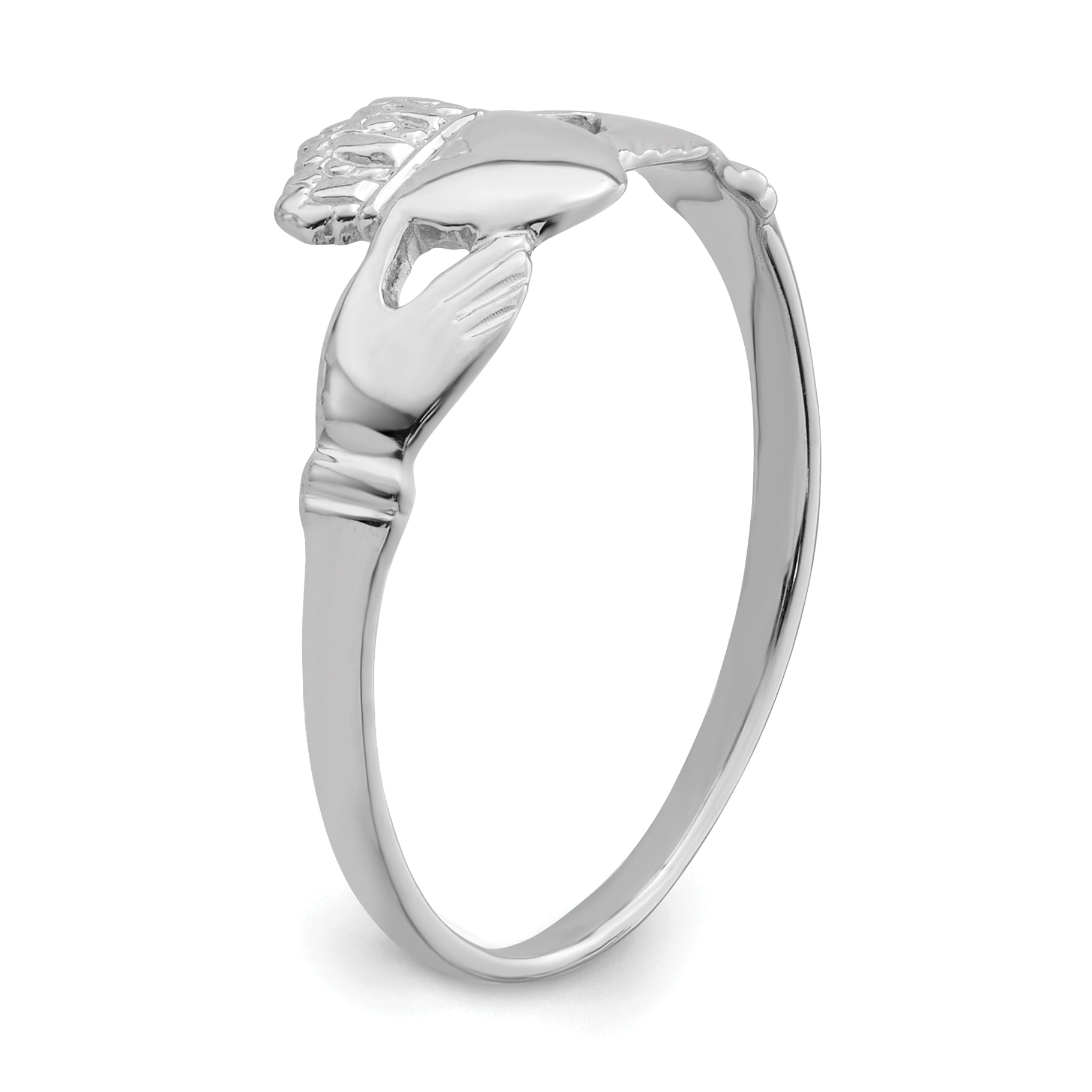 14k White Gold Ladies Claddagh Ring - 6