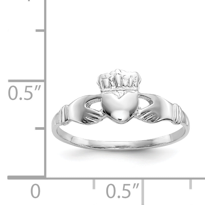14k White Gold Ladies Claddagh Ring - 6