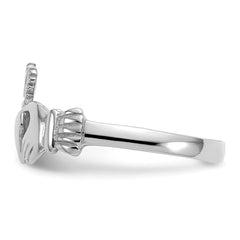 14k White Gold Ladies Claddagh Ring - 6.5