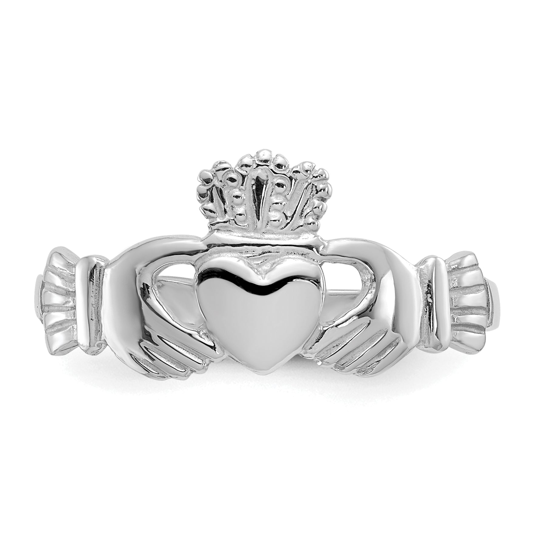 14k White Gold Ladies Claddagh Ring - 6.5