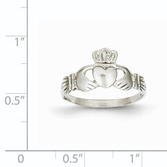 14k White Gold Ladies Claddagh Ring - 6.5