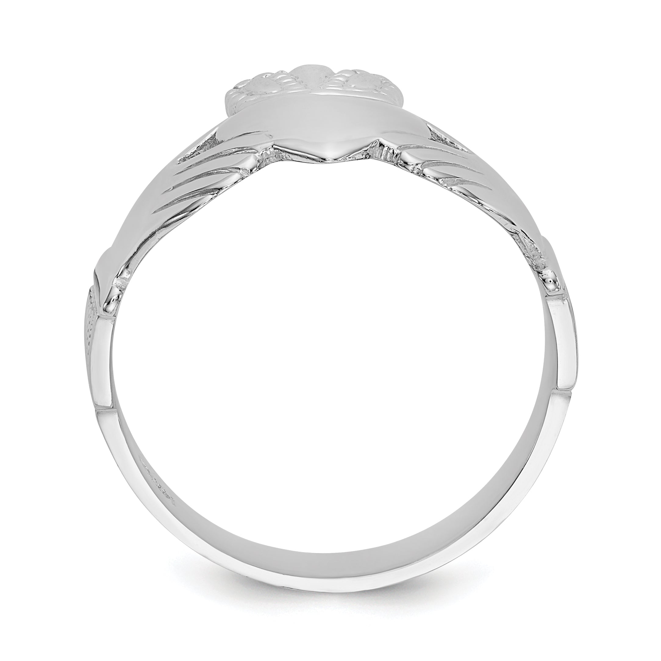 14k White Gold Men's Claddagh Ring - 9