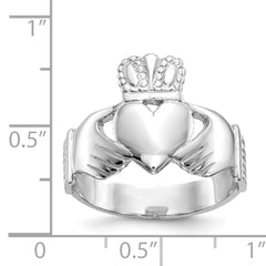 14k White Gold Men's Claddagh Ring - 9
