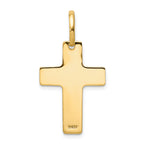 14K Gold Polished Cross Charm with Flat Back Design, 30mm