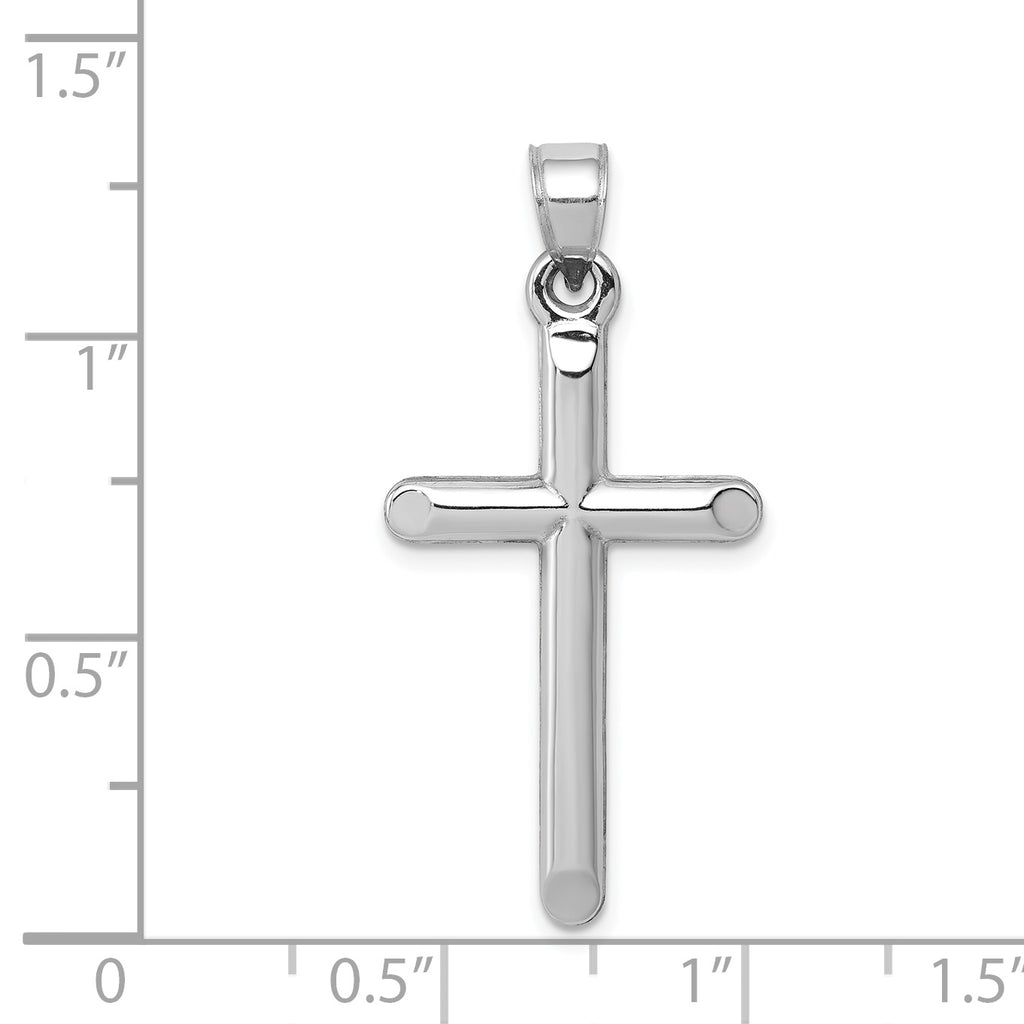 14K White Gold Hollow Cross Pendant with Rhodium Plating Elegant, Gift Ready Design for Sophia Jewelers