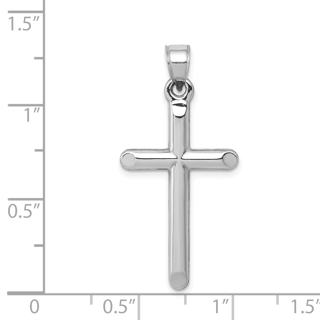 14K White Gold Hollow Cross Pendant with Rhodium Plating Elegant, Gift Ready Design for Sophia Jewelers