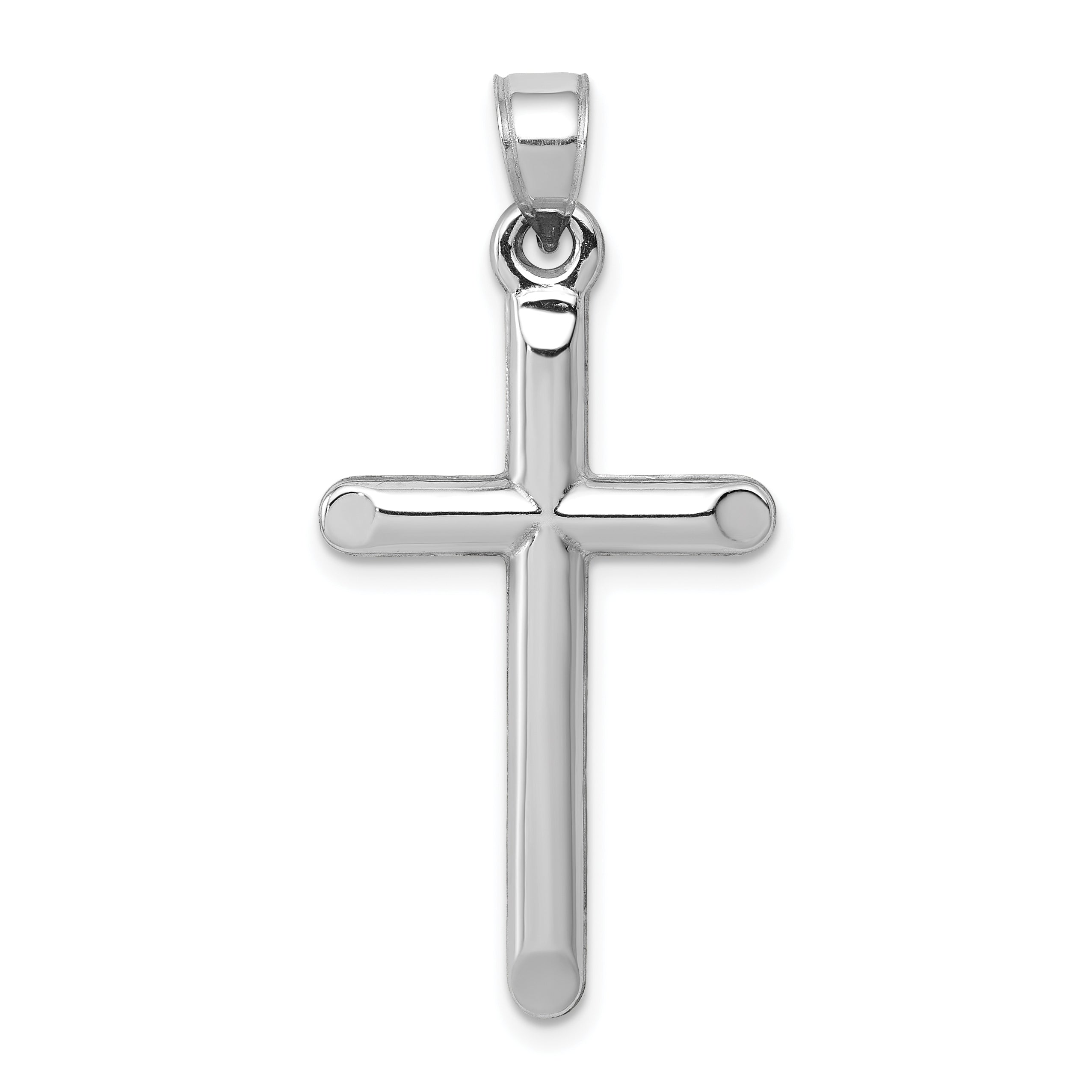 14k White Gold Hollow Cross Pendant Main image