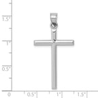 14K White Gold Hollow Cross Pendant with Rhodium Plating Elegant and Timeless Charm