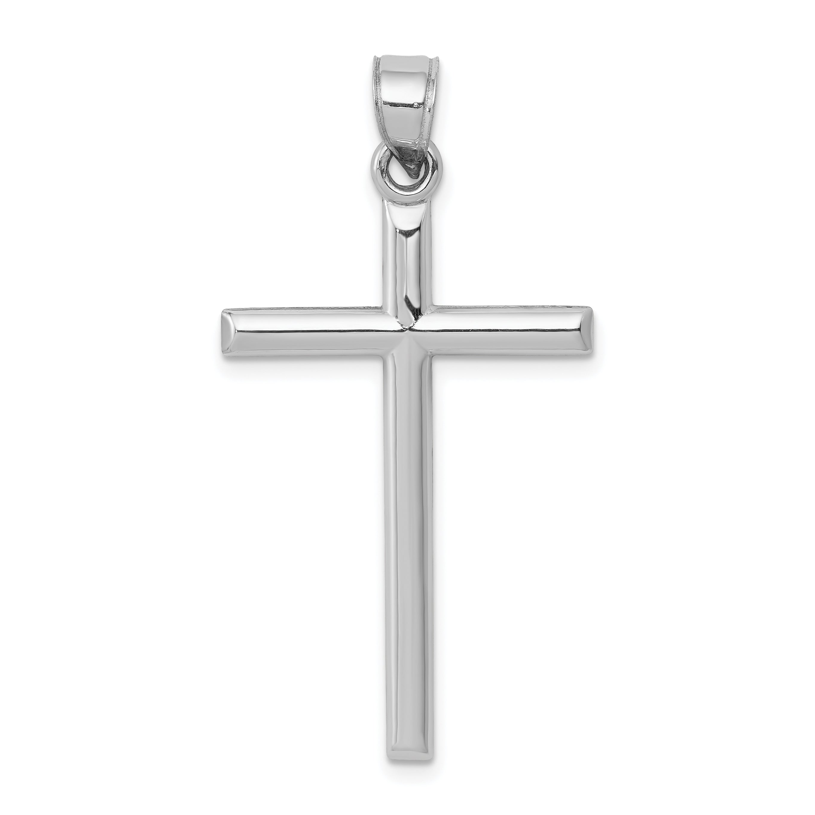 14k White Gold Hollow Cross Pendant Main image