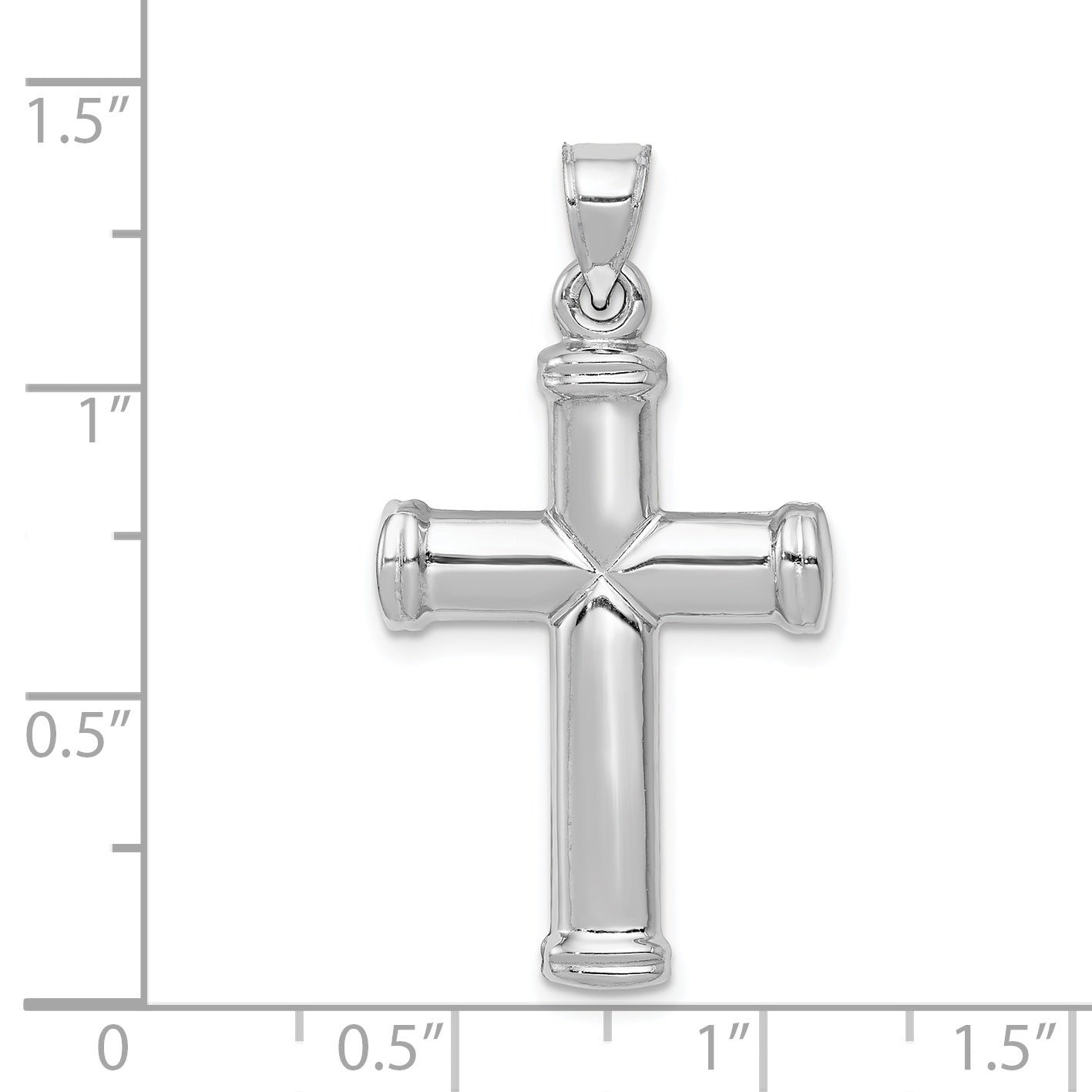 14K White Gold Polished 3D Cross Pendant with Rhodium Finish Elegant and Timeless