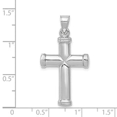 14K White Gold Polished 3D Cross Pendant with Rhodium Finish Elegant and Timeless