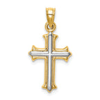 14K Gold Reversible Cross Pendant with Rhodium Plating  Elegant Two-Tone Design