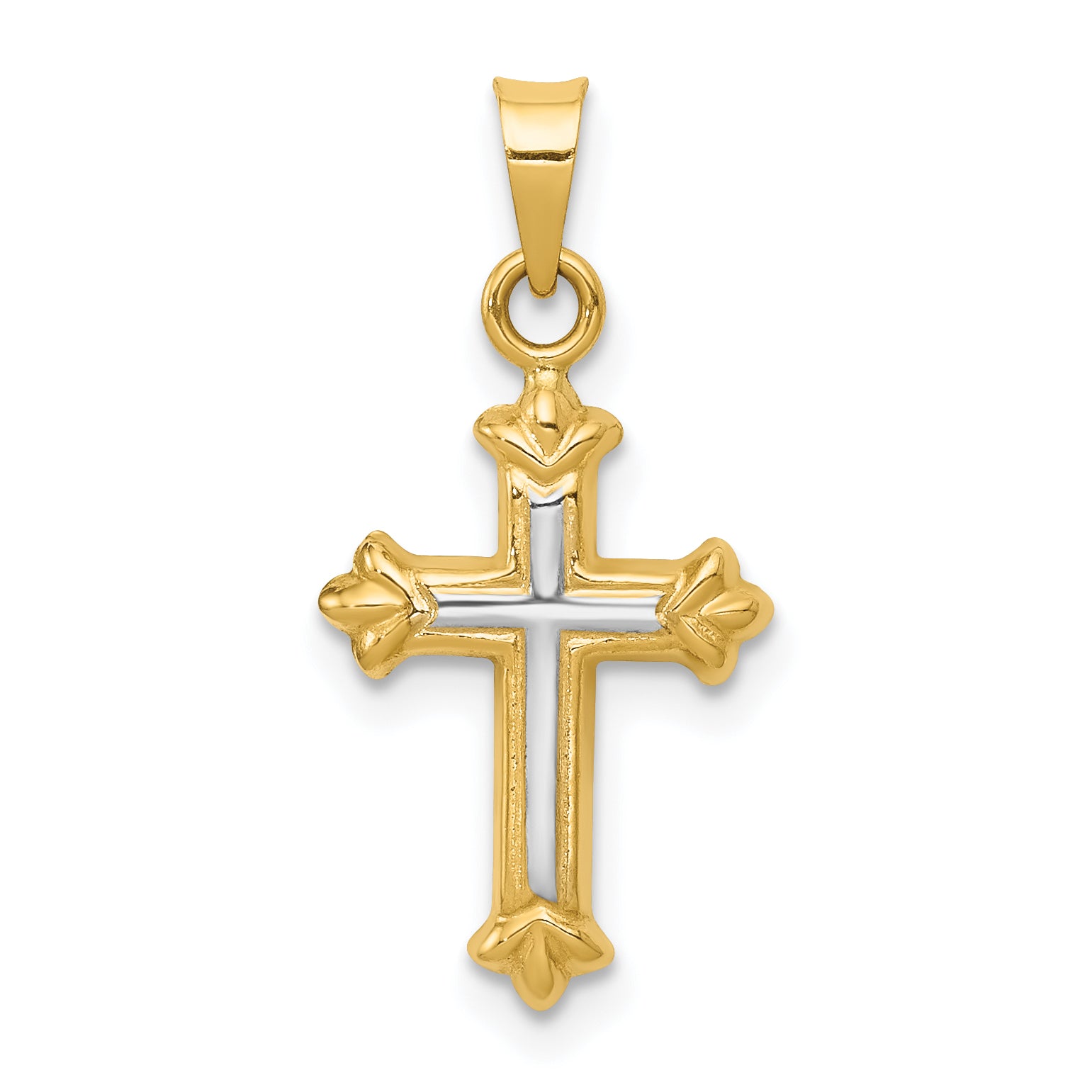 14k w/Rhodium Hollow Cross Charm Main image