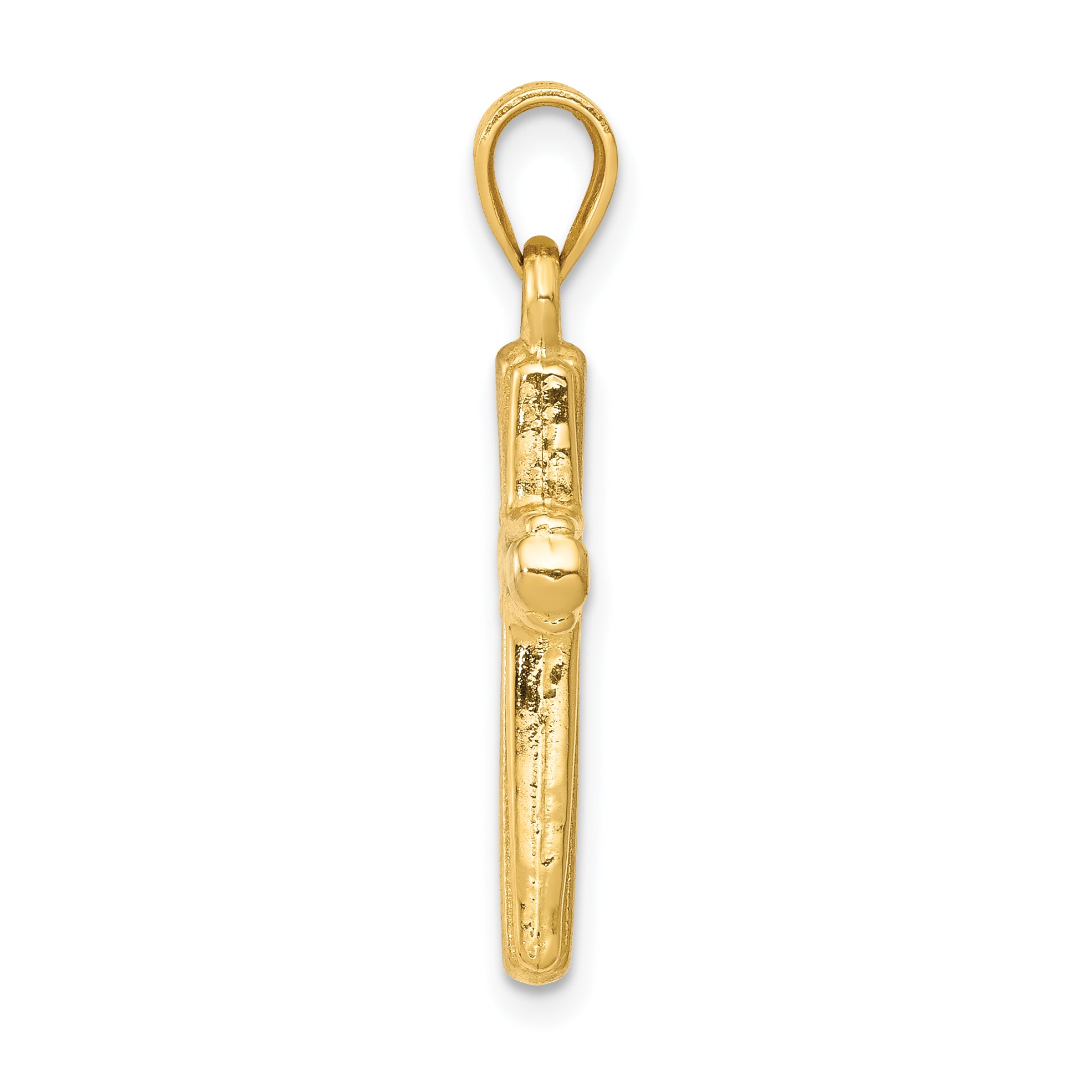 14K Gold Cross Pendant with Rhodium Plating  Elegant Two-Tone Design