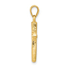 14K Gold Cross Pendant with Rhodium Plating  Elegant Two-Tone Design