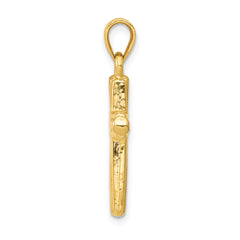14K Gold Cross Pendant with Rhodium Plating  Elegant Two-Tone Design