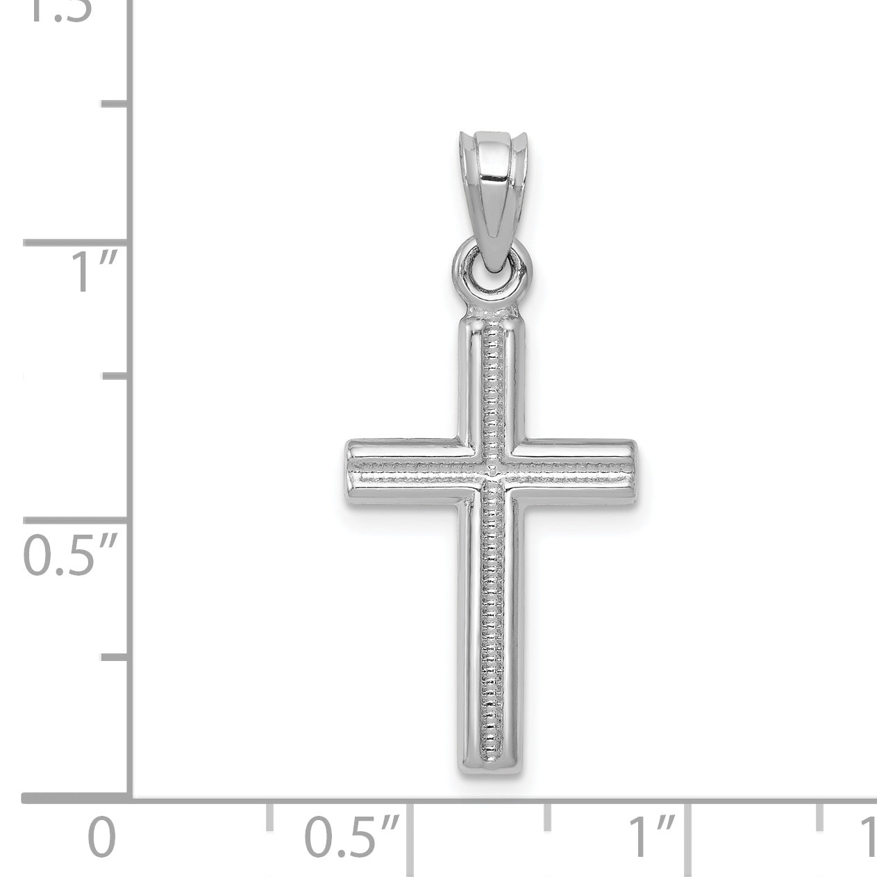 14K White Gold Reversible Cross Pendant with Rhodium Plating 29mm