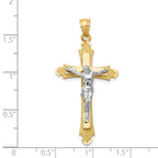 14K Two-Tone Gold Crucifix Pendant with Solid Cast Design