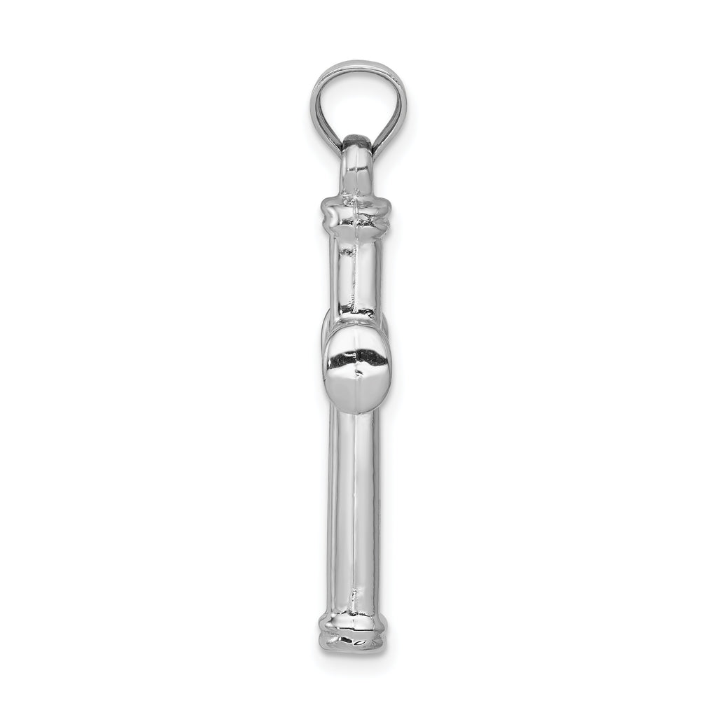 14K White Gold Hollow Cross Pendant with Polished Rhodium Finish