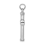 14K White Gold Hollow Cross Pendant with Polished Rhodium Finish