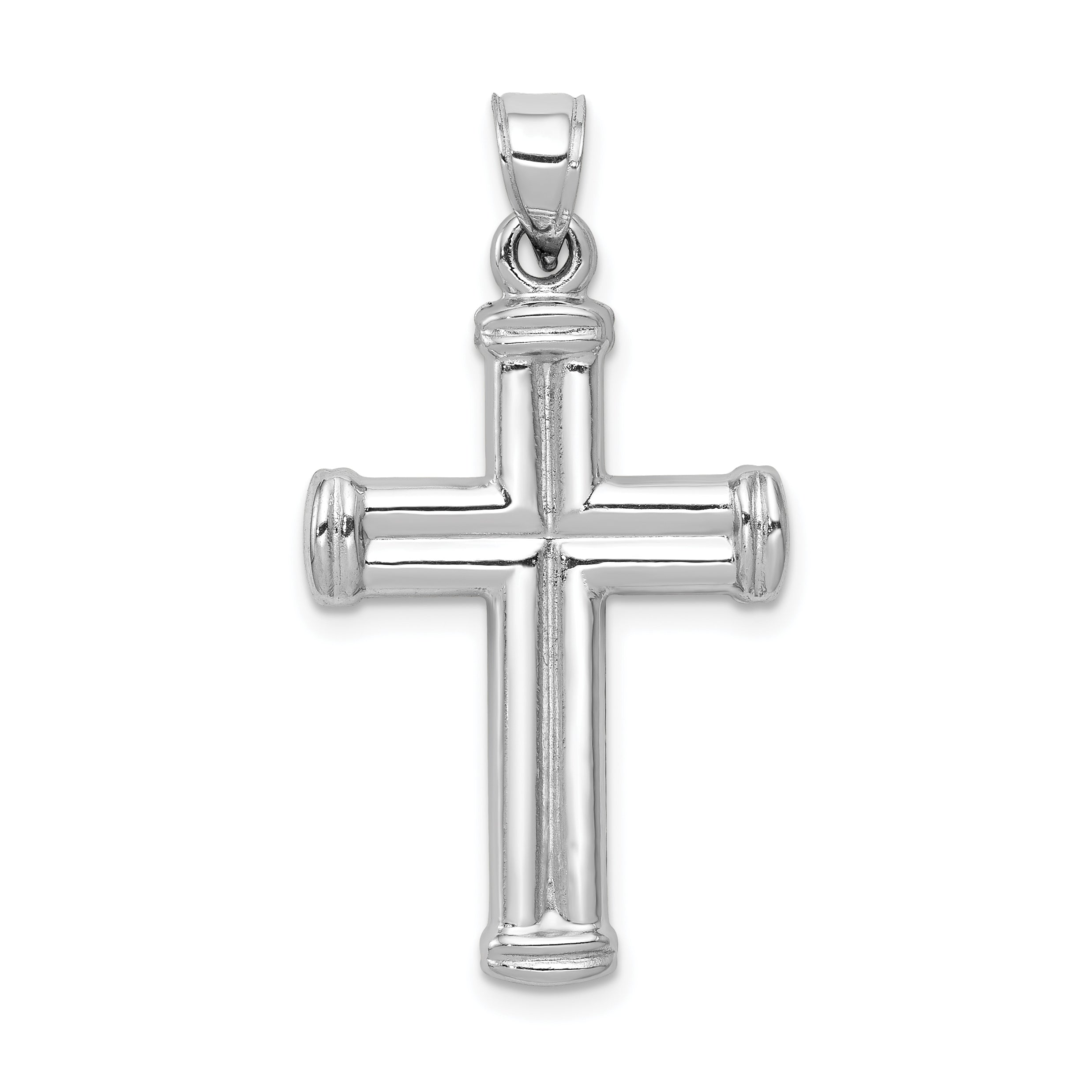 14k White Gold Hollow Cross Pendant Main image