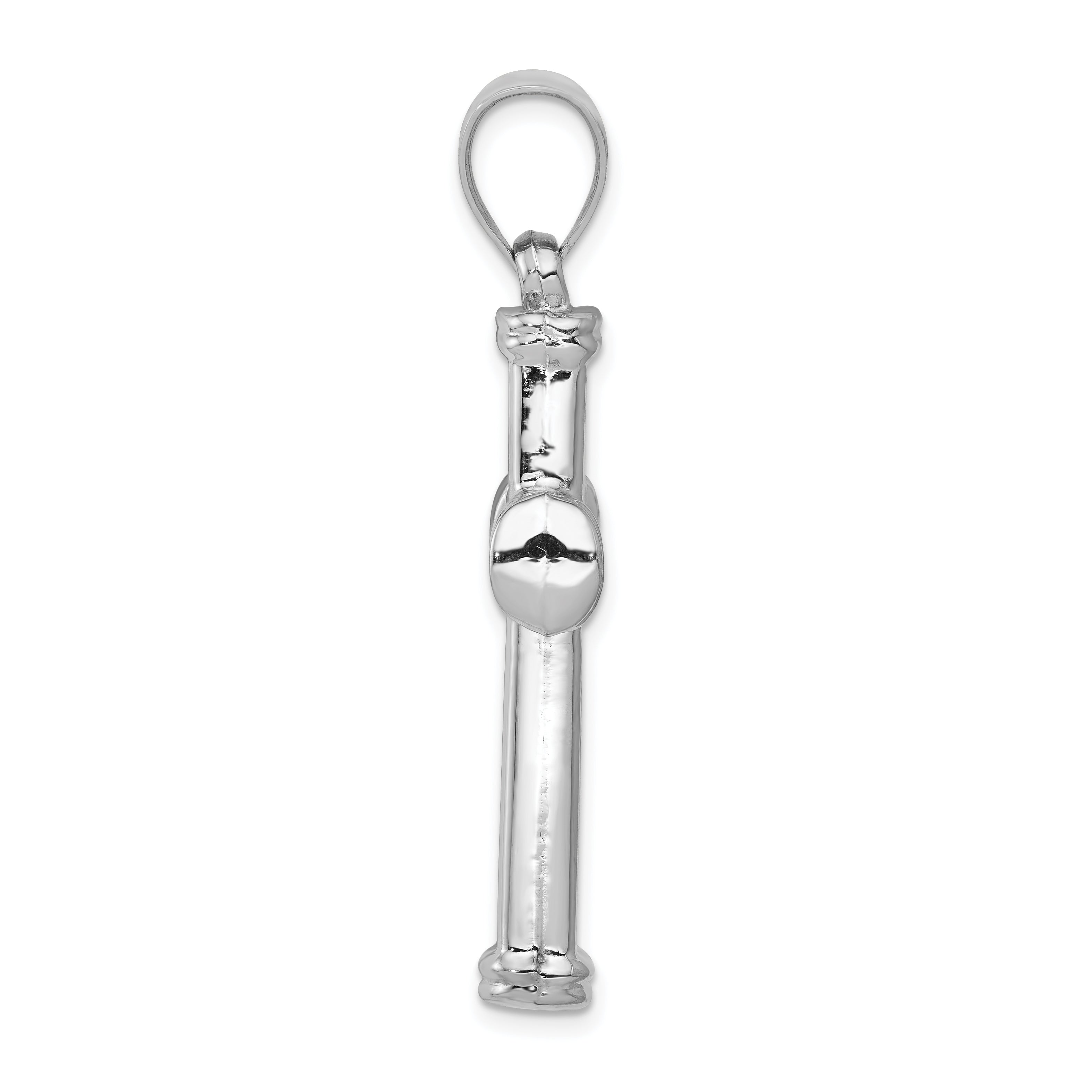 14K White Gold Hollow Cross Pendant with Polished 3D Design