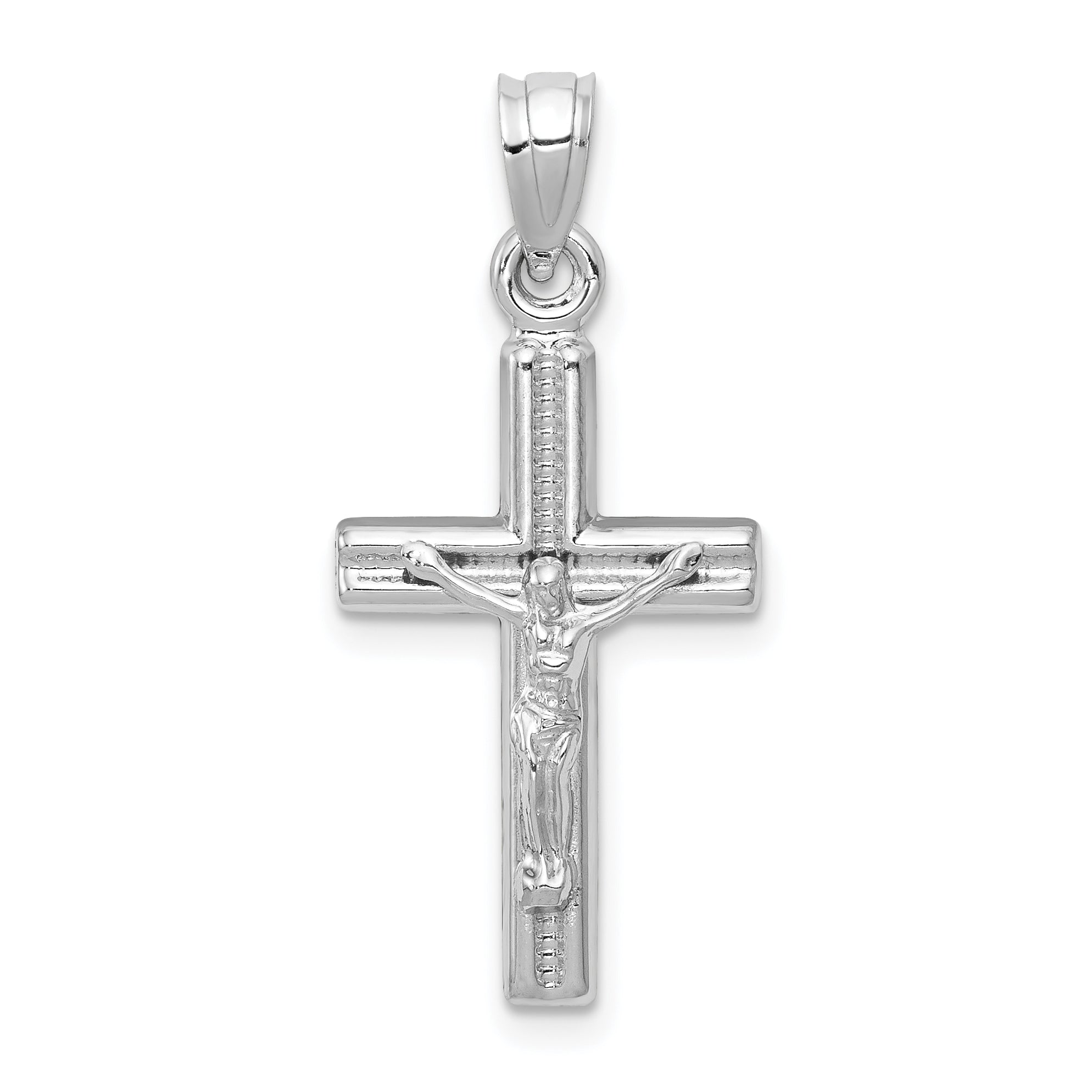 14k White Gold Hollow Crucifix Pendant Main image