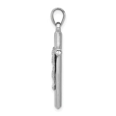 14K White Gold Polished Crucifix Pendant with Rhodium Finish  Elegant, Timeless Design