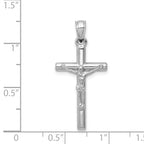 14K White Gold Polished Crucifix Pendant with Rhodium Finish  Elegant, Timeless Design