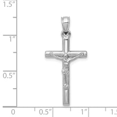 14K White Gold Polished Crucifix Pendant with Rhodium Finish  Elegant, Timeless Design