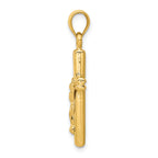 14K Gold Hollow Crucifix Pendant with Polished Finish