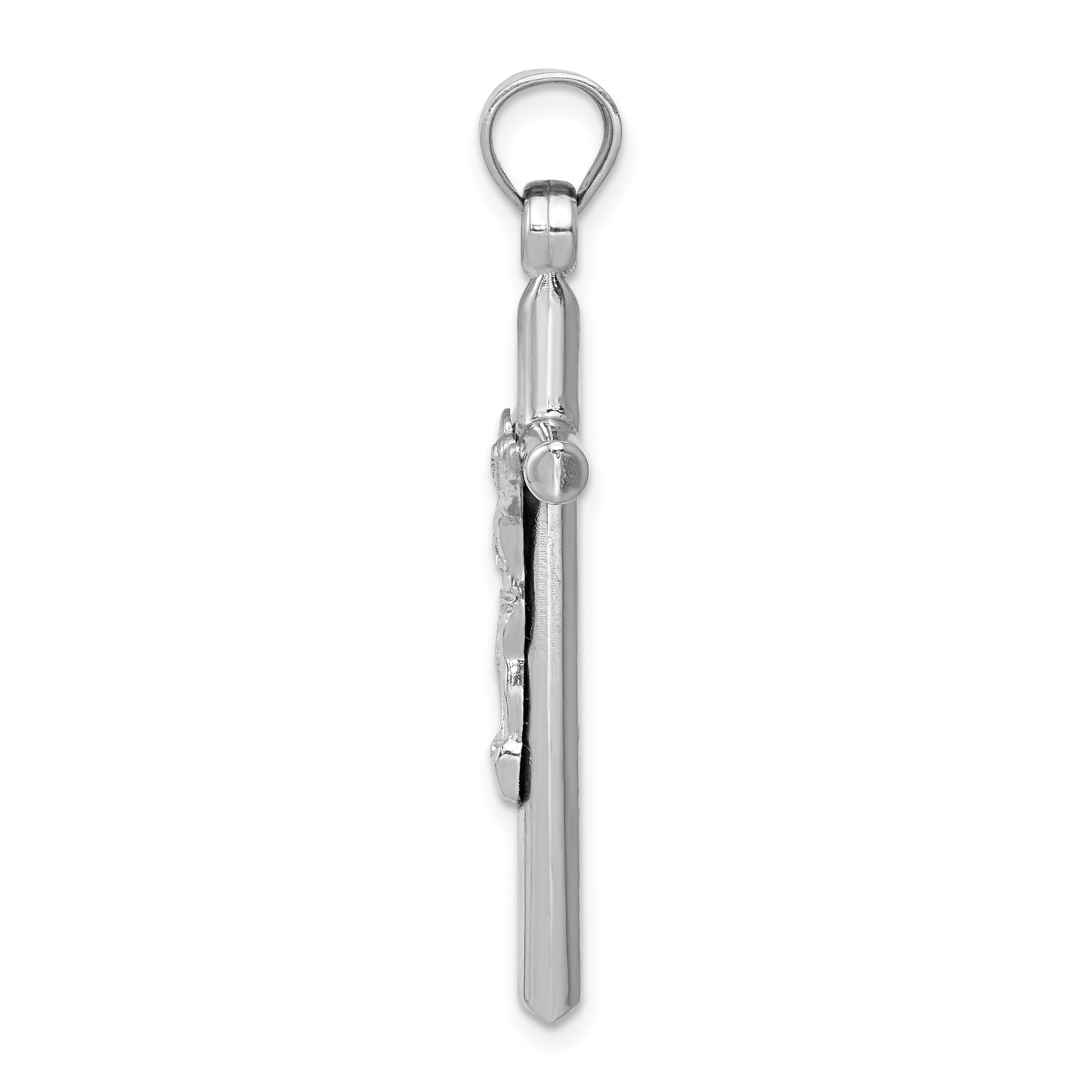 14K White Gold Crucifix Pendant with Polished Rhodium Finish Secondary image