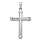 14K White Gold Reversible Crucifix Pendant with Polished Rhodium Finish