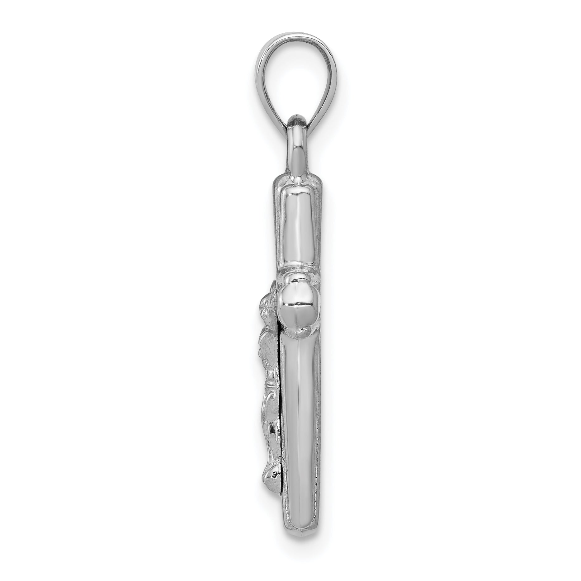 14K White Gold Reversible Crucifix Pendant with Polished Rhodium Finish  Versatile & Lightweight Elegance Secondary image