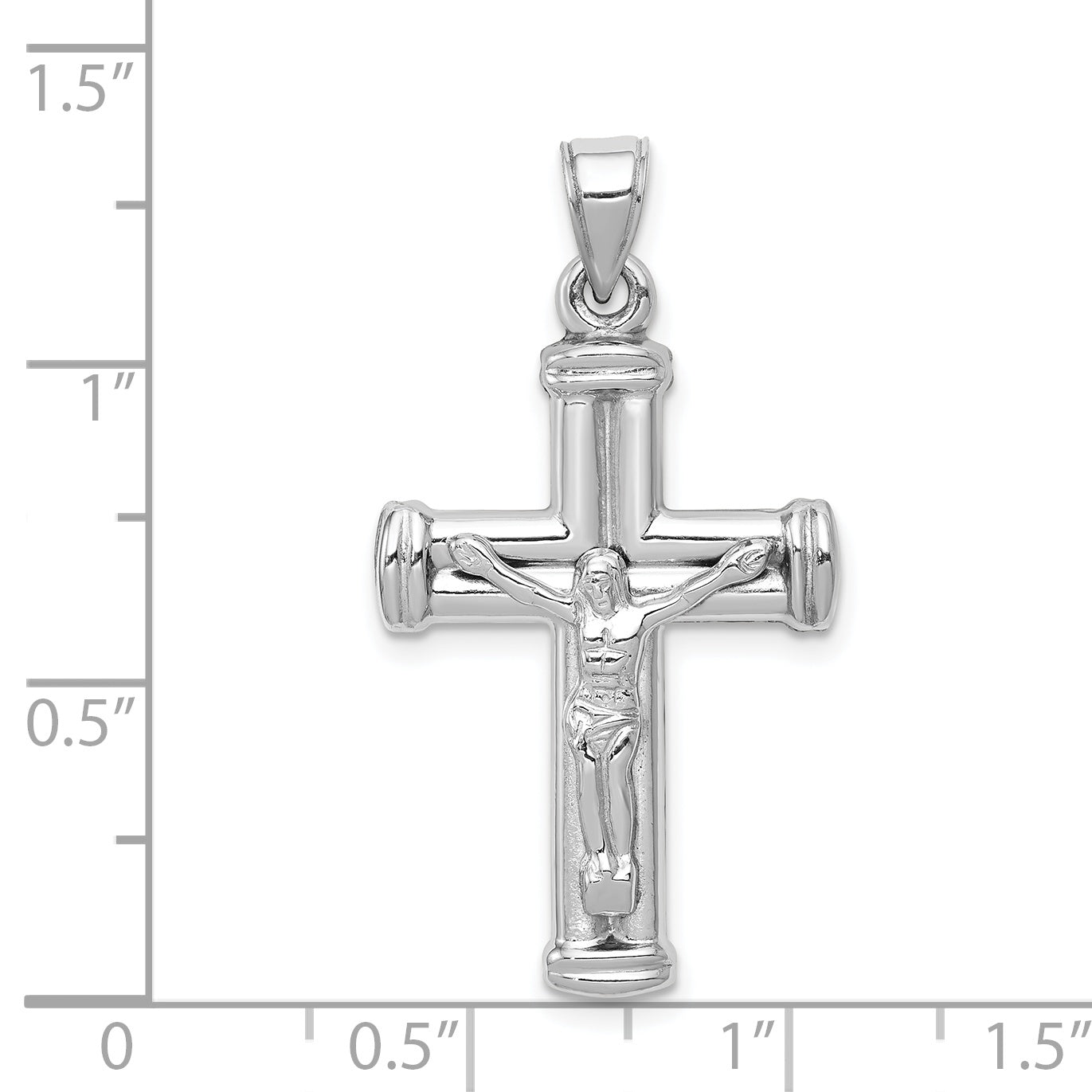 14K White Gold Reversible Crucifix Pendant with Polished Finish  Timeless Faith & Elegance