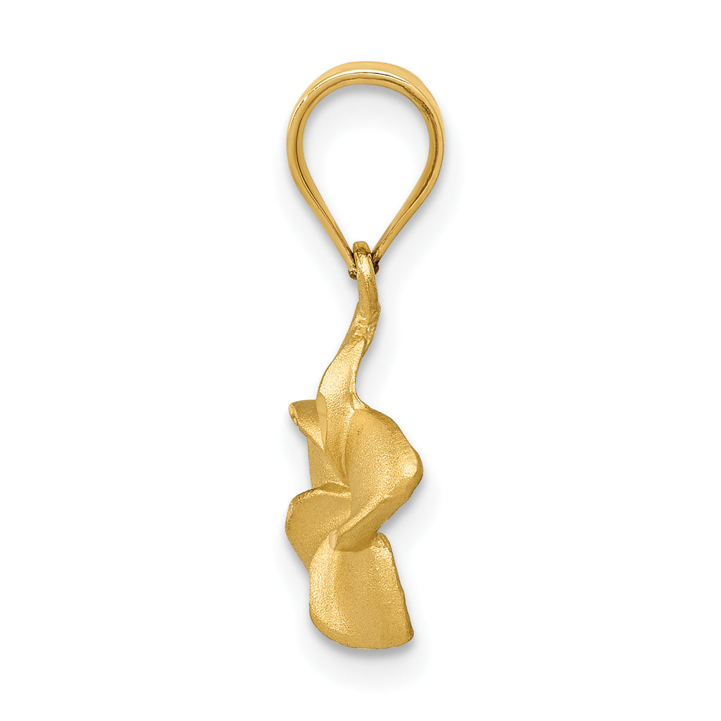 14K Gold Plumeria Floral Charm Pendant with Textured Back, Elegant Island-Inspired Design