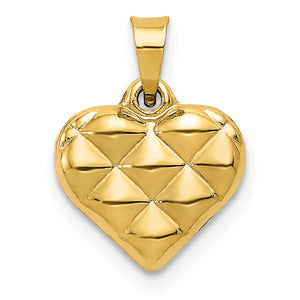 Heart Pendant in 14K Yellow Gold, 15mm Textured - Sophia Jewelers
