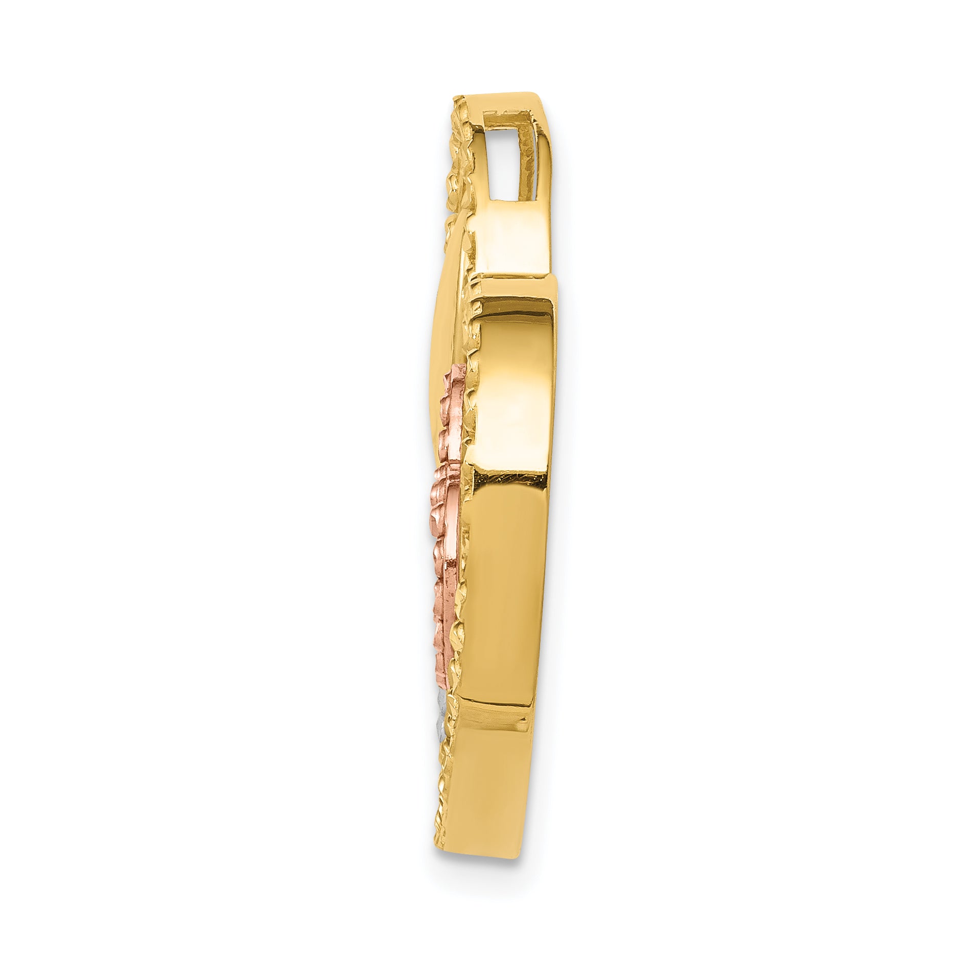 14K Two-Tone Gold Heart Chain Slide with Rhodium Accents & Polished Diamond-Cut Finish Secondary image